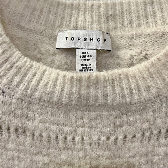TOPSHOP Cream Knit Pull Over Crew Neck Sweater - Picture 3 of 4